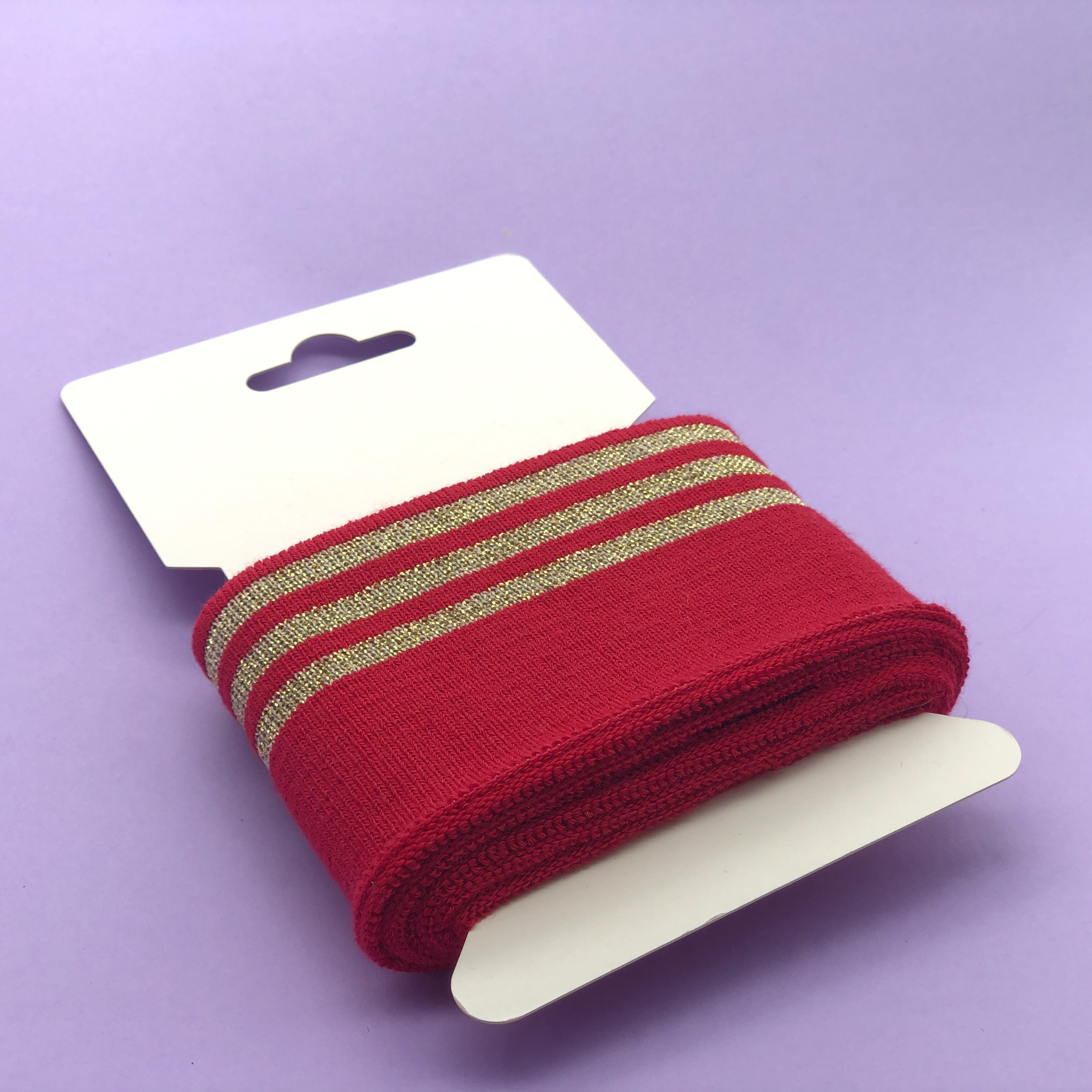Red and Gold Lurex Ribbed Trim - Maison Klem